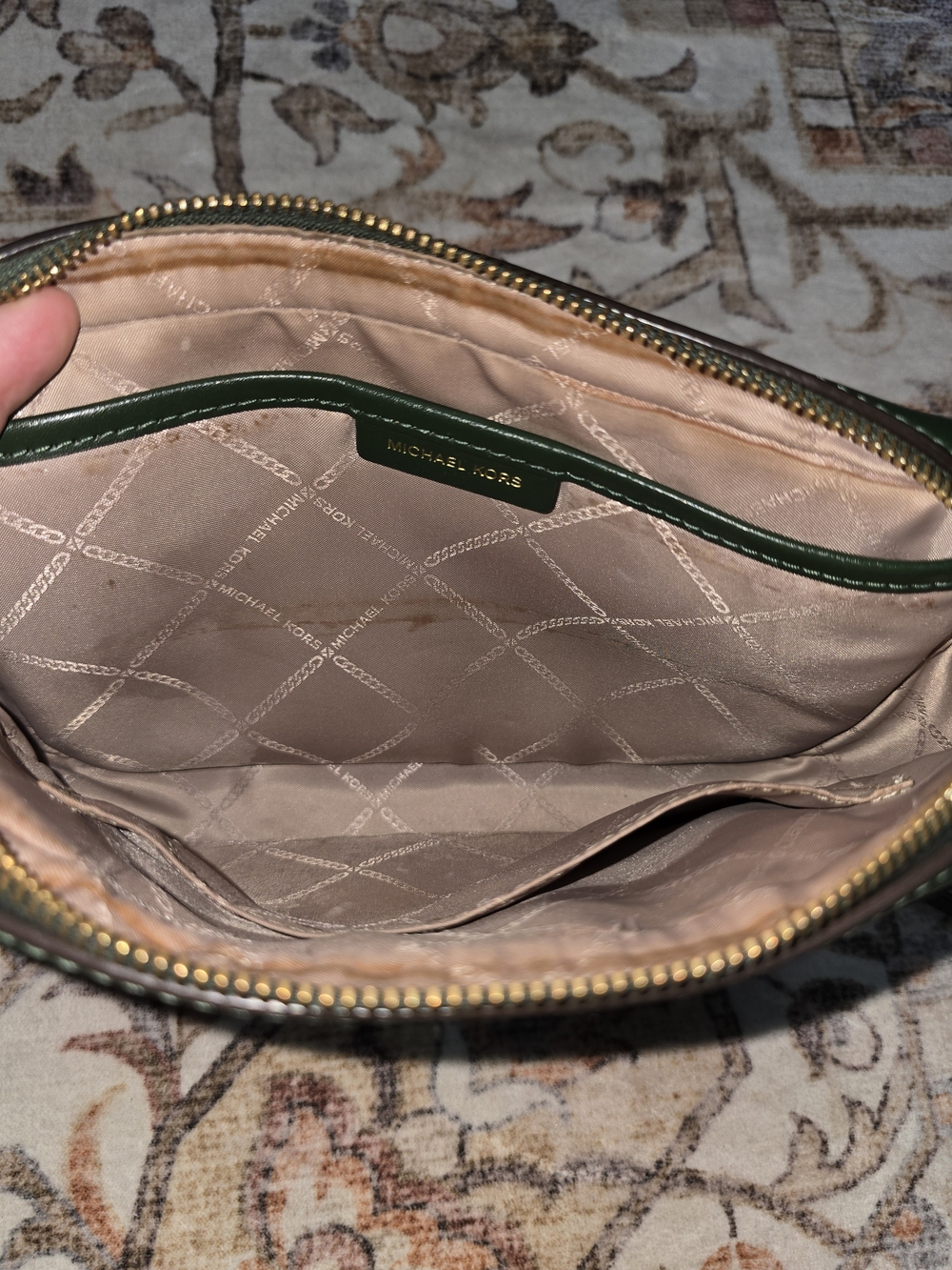 Michael Kors Jet Set Green Navy Stripe Crossbody Bag - Picture 4 of 10